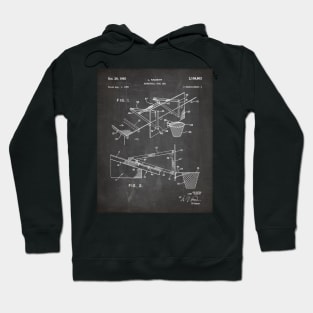 Basketball Patent - Basketball Player Coach Team Art - Black Chalkboard Hoodie